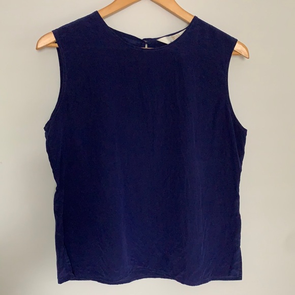 Navy Silk Top - Picture 1 of 5